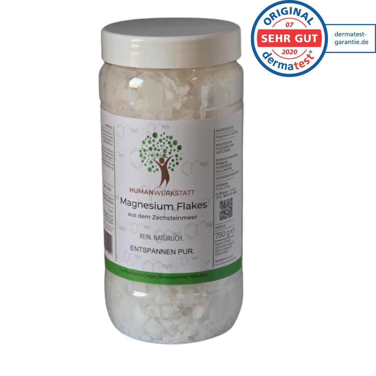 Humanwerkstatt Magnesiumflocken 750 g | DERMATEST SEHR GUT 1200 1200 Humanwerkstatt Magnesiumflocken 750 g – DERMATEST SEHR GUT getestet, aus dem Zechsteinmeer