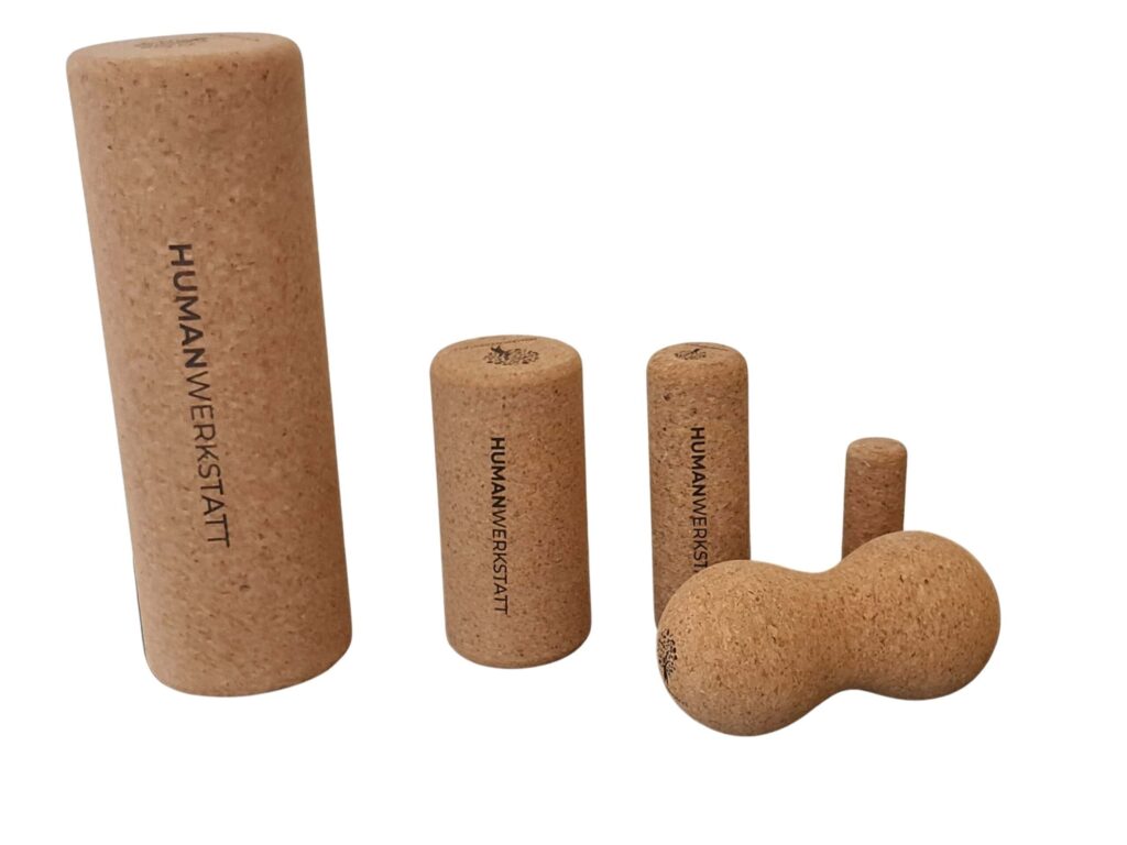 Kork Fitness Produkte – Faszienrolle aus Naturkork für gesundes Training und Punktmassage