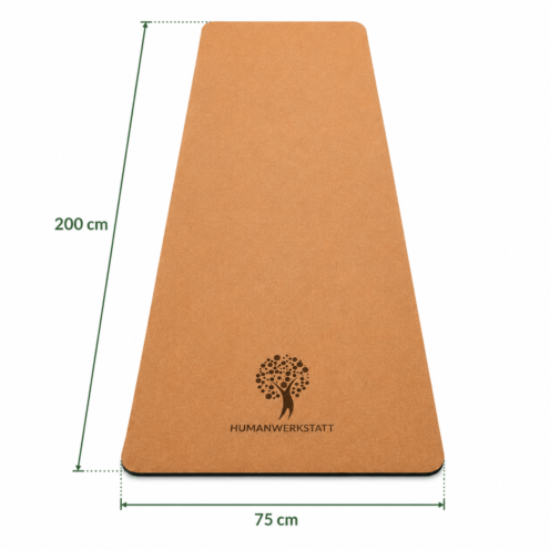 Kork Yogamatte XL 200×75 cm – extra große Trainingsfläche inkl Abmessungen