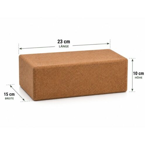 Kork Yoga Block XXL 23 × 15 × 10 cm aus FSC-zertifiziertem Kork mit Abmessungen – Humanwerkstatt