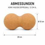 Kork Faszien Doppelball 12 cm XL – 24 cm lang mit Ø 12 cm Kugeln